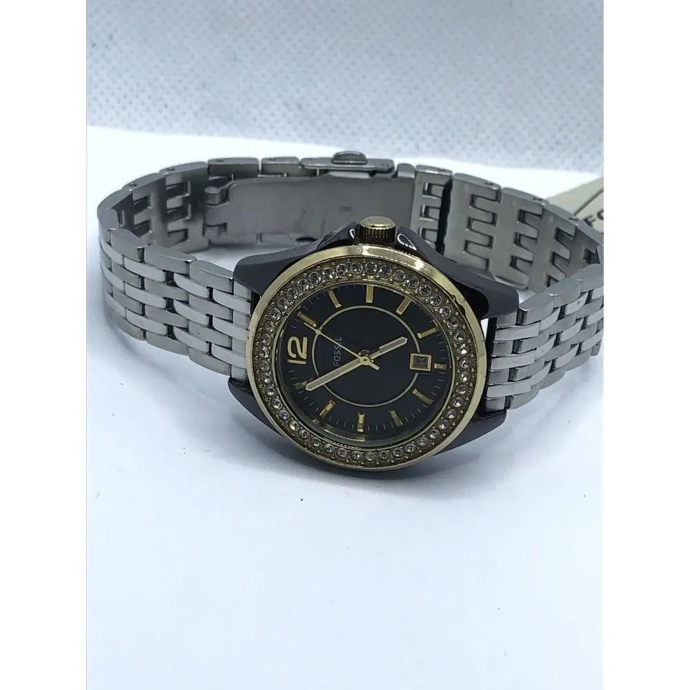 Fossil CE1055 Women's Stainless Steel Analog Black Dial Quartz Wrist Watch OP620